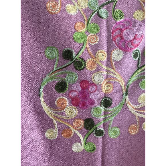 Pink Embroidered Scarf Feminine Fairy Cottage Boho‎ Pashmina - Picture 3 of 8